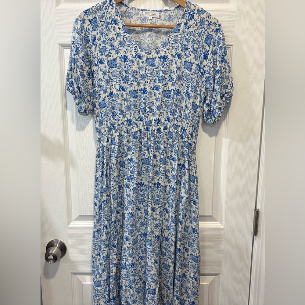 Sweet Salt Blue Floral Midi Dress